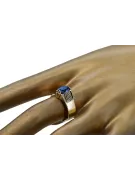 حرف يدوية فينتاج خاتم Sapphire 14 كارت من الذهب الأصفر vrc007y-sp Art Deco أسلوب مجوهرات فينتاج روسي سوفيتي من اتحاد الجمهوريات 